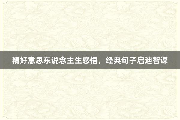 精好意思东说念主生感悟，经典句子启迪智谋