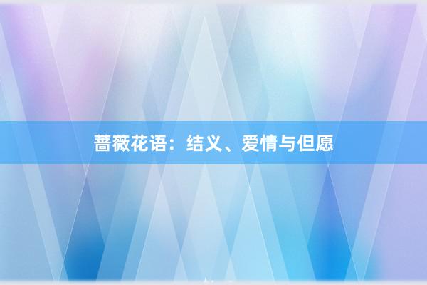 蔷薇花语:结义、爱情与但愿